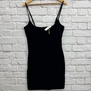 Good American Velvet Mini Dress Black GDK0338 Bodycon Size Large NWT